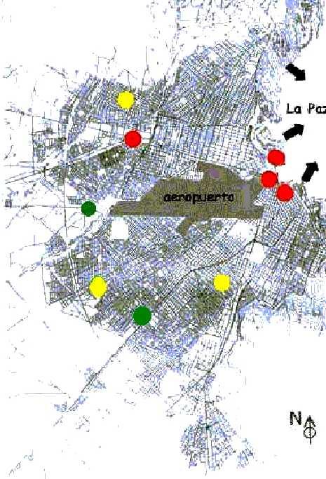 Calidad del aire en El Alto Red de Monitoreo Características de los puntos de muestreo: Tráfico vehicular elevado a