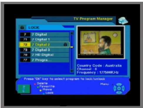 Mover un programa v En la página del administrador de programas de TV pulse la tecla MOVE del mando a distancia (tecla de color amarillo).