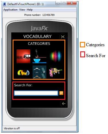 La unidad de Vocabulary consiste en 2 partes: Categories es un conjunto de sugerencias y Search for permite realizar una búsqueda en específico, como se