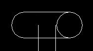 Imagen resultante, repetimos la operación con la otra circunferencia continuaremos con la opción de Partir, y eliminaremos el trozo de línea horizontal que