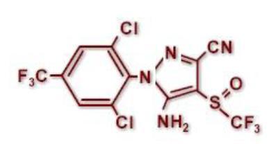 NOMBRE QUÍMICO: FÓRMULA MOLECULAR: 5-Amino-3-cyano-1-(2,6-dichloro-4- trifluoromethylphenyl)-4-trifluoromethylsulfinylpyrazole C 12 H 4 Cl 2 F 6 N 4 OS PESO MOLECULAR: 437.