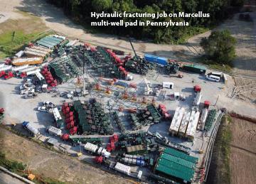Desarrollo de proveedores de bienes y servicio Fractura hidráulica: Un fluido de fractura especialmente diseñado se inyecta a altísima presión (800 atm) en la formación (agua, arena y 2% de aditivos).