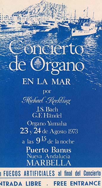 Conciertos de Órgano para sensibilizar a la sociedad de Marbella a la música selecta y promocionar al mismo tiempo la construcción del gran Órgano en la