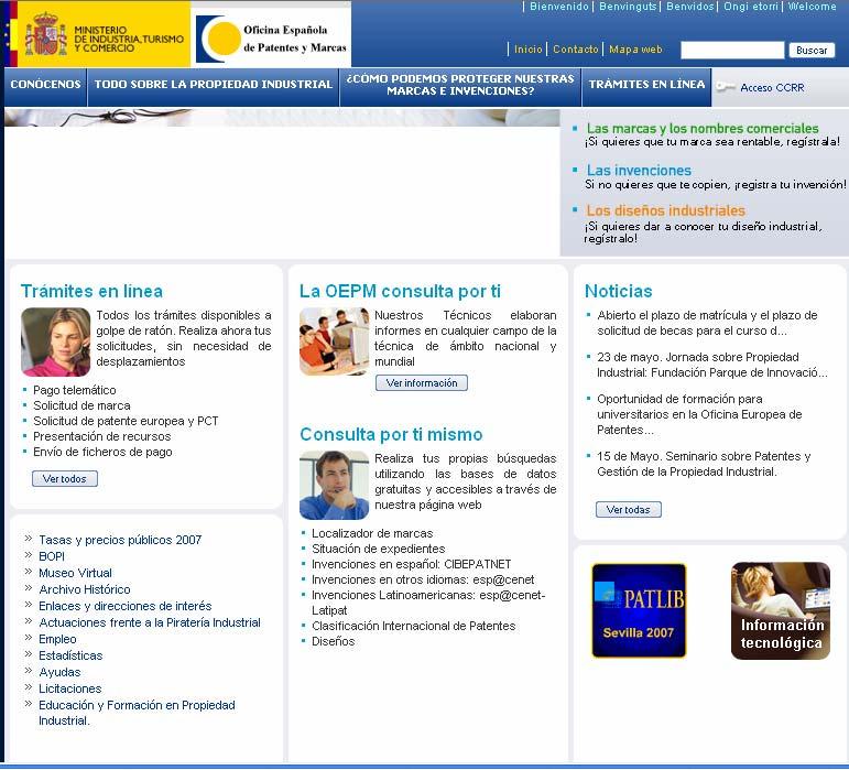 INFORMACION PARA EL SOLICITANTE: FORMULARIOS, MANUALES 3. SISTEMA DE PAGO ELECTRONICO www.oepm.es 4.