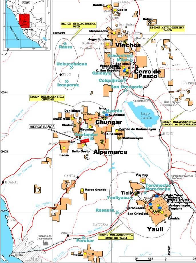 Descripción de Volcan Operaciones Concesiones mineras por 293 mil hectáreas en zona privilegiada con gran potencial geológico Operaciones actuales abarcan el 10% de las concesiones mineras de la