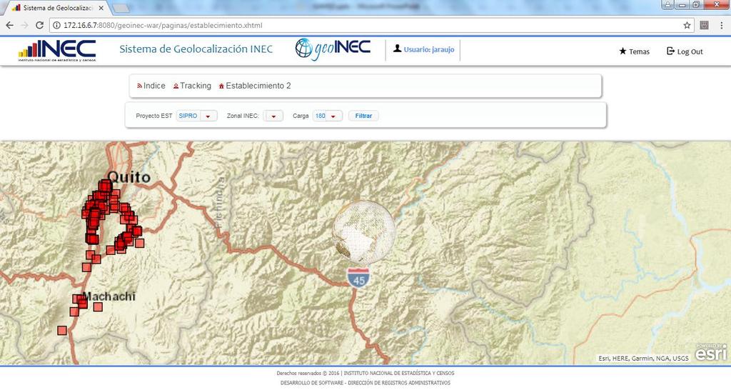 Análisis (Geográfico) GEOPORTAL Sistema geográfico INEC El sistema permite con componentes geográficos, la visualización de