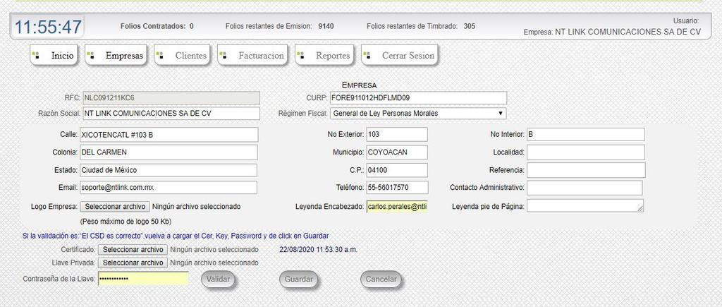 III.- ALTA DE EMPRESA Dar clic en el botón de Empresas
