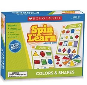 Juego de Mesa Spin to Learn Scholastic Pre-Kinder a 4º Básico Bingo en Inglés con ruleta.