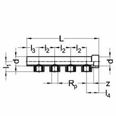 Sistema de tuberías d16-125 mm Colector distribuidor SDR 5 d/d 1 Art. Nr.