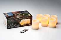 Los pedidos deben realizarse en múltiplos de 4 packs. Set of 6 wax candles (same size) with LED light.