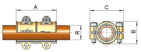 Abrazaderas de reparación RD Para impermeabilizar fisuras y poros Para tubos de cobre: DIN EN 1057 (antes DIN 1786) También apto para tuberías de acero inoxidable, en caso que el diámetro exterior