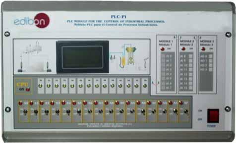 ESPECIFICACIONES Items complementarios al suministro estándar PLC. Control Industrial usando PLC (7 y 8): 7 PLC-PI. Módulo PLC: Diagrama del circuito en el panel frontal.