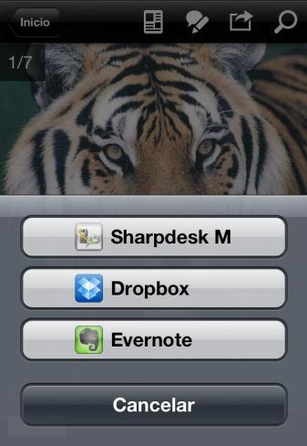 .. para enviar el archivo a otra aplicación. Sharpdesk M es enumerado como una de las aplicaciones que puede recibir este archivo.