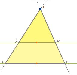 Clica Continuar Fes el que s indica: Uneix els punts blaus per construir dos triangles PAB i PA B. En quina posició es diu que estan?