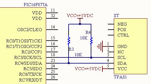 32 Figura 2.13. Sensor Térmico TPA81 2.6.1 CONEXIÓN CON EL MICROCONTROLADOR Figura 2.14.