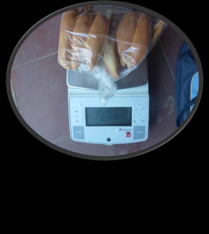 Verificación del Peso y Precio del Pan Se visito la única panadería que produce pan simple en el municipio, verificándose un total de 0.7600 lb.