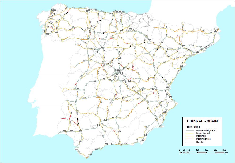 Evolució Distribució del de risc trams en carretera segons el seu risc a Catalunya Nuevas bandas Vs.