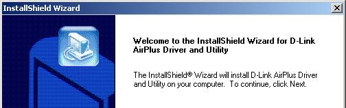 Visualizará pantalla de bienvenida a InstallShield Wizard de la tarjeta D-Link AirPlus