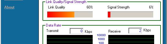 El gráfico de barras de color verde, muestra que la señal de radio frecuencia del Adaptador PCMCIA está activa y ya está comunicada con un Access Point Nota: Si el ícono del utilitario no aparece,
