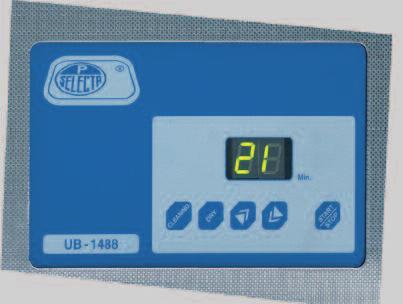 Reloj desconectador, con posibilidad de temporizar entre 0-15 minutos. Lámpara de señalización de funcionamiento del baño.