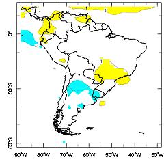 en abril, desviaciones positivas en las lluvias en otras zonas (en particular en mayo en Paraguay y Uruguay) y