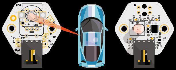 Los LED y sensores de luz nos ayudarán a crear dos barreras de luz, con el fin de que actúen como rádar y detecten que el paso del vehículo. Cómo se detectará el paso del vehículo?