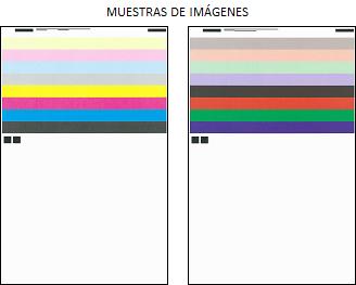 Ajuste de la uniformidad de la densidad Se imprimen las dos tablas, una con los colores CMYK y otra con los colores RGB. 9.