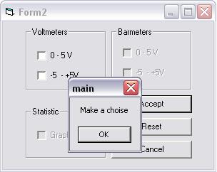 Hay también tres botones: Accept : si el usuario pulsa este botón todas los ajustes se guardan y la aplicación está preparada para comenzar y el programa vuelve a la formulario inicial.