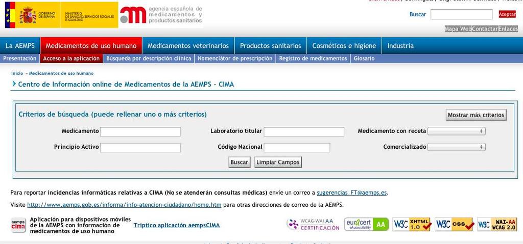 Española de Medicamentos y Productos Sanitarios (AEMPS) Centro de