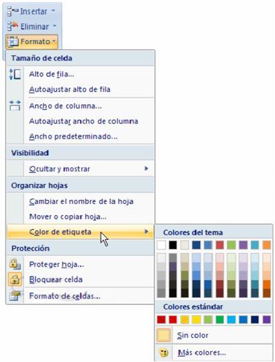 Cambiar el color a las etiquetas de hoja Excel 2007 también nos permite cambiar o asignar un color a las etiquetas de las hojas de cálculo.