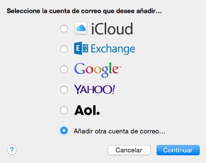 Mail con Mac OS X Yosemite Si aún no tenemos ninguna cuenta configurada en Mail, al