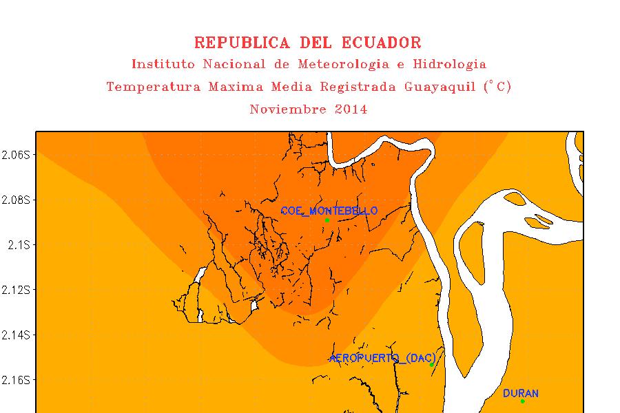 Figura 6. Temperatura Máxima Media Guayaquil.