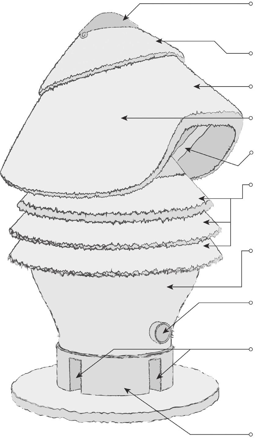 EL SABER TRADICIONAL DEL CUEZCOMATE EN MORELOS sección es el techo en forma de cono, que contiene la estructura de soporte, un tendido reticular entrelazado de morillos y varas, arriba del cual se