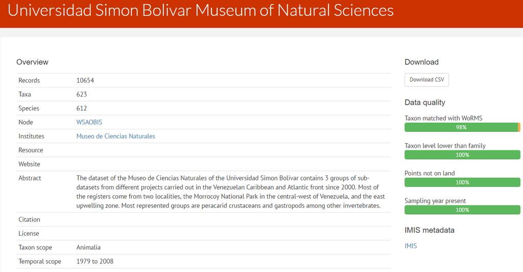 PASO 2: Realizar el filtro por Dataset search por ejm: INVEMAR, Universidad Simón Bolívar, Marine mammal records of Cuba.