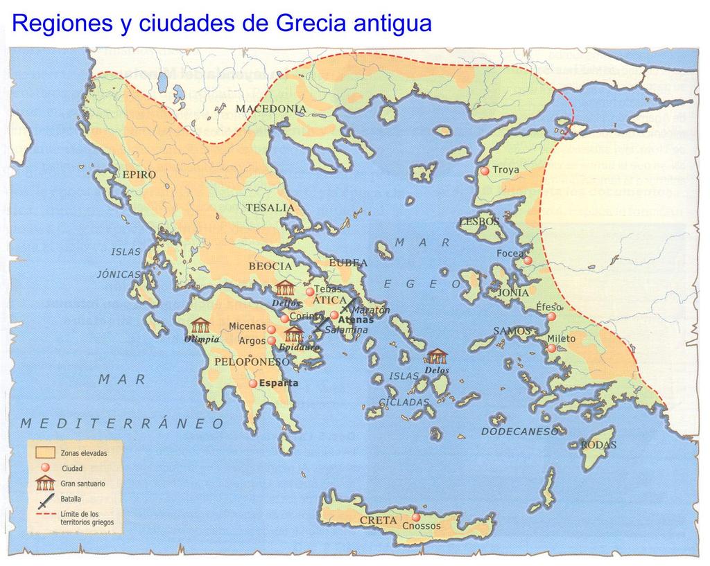 1. EL NACIMIENTO D Y LAS POLIS GRIEGAS. La civilización griega se originó en la Península Balcánica y en las costas e islas del mar Egeo.
