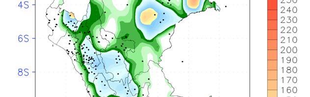 En comparación a la semana pasada, las lluvias fueron más intensas y presentaron mayores acumulados en: la sierra de Piura, Cajamarca, La Libertad, noreste de Áncash, sur y centro de San Martín,