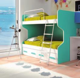 - Dormitorio juvenil color base blanco-combinable en varios colores.