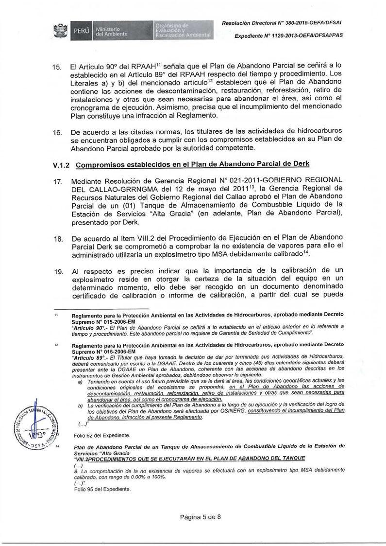 Ministerio Resolución Directora( N 380-2015-0EFA/DFSAI Expediente Nº 1120-2013-0EFAIDFSAIPAS 15.