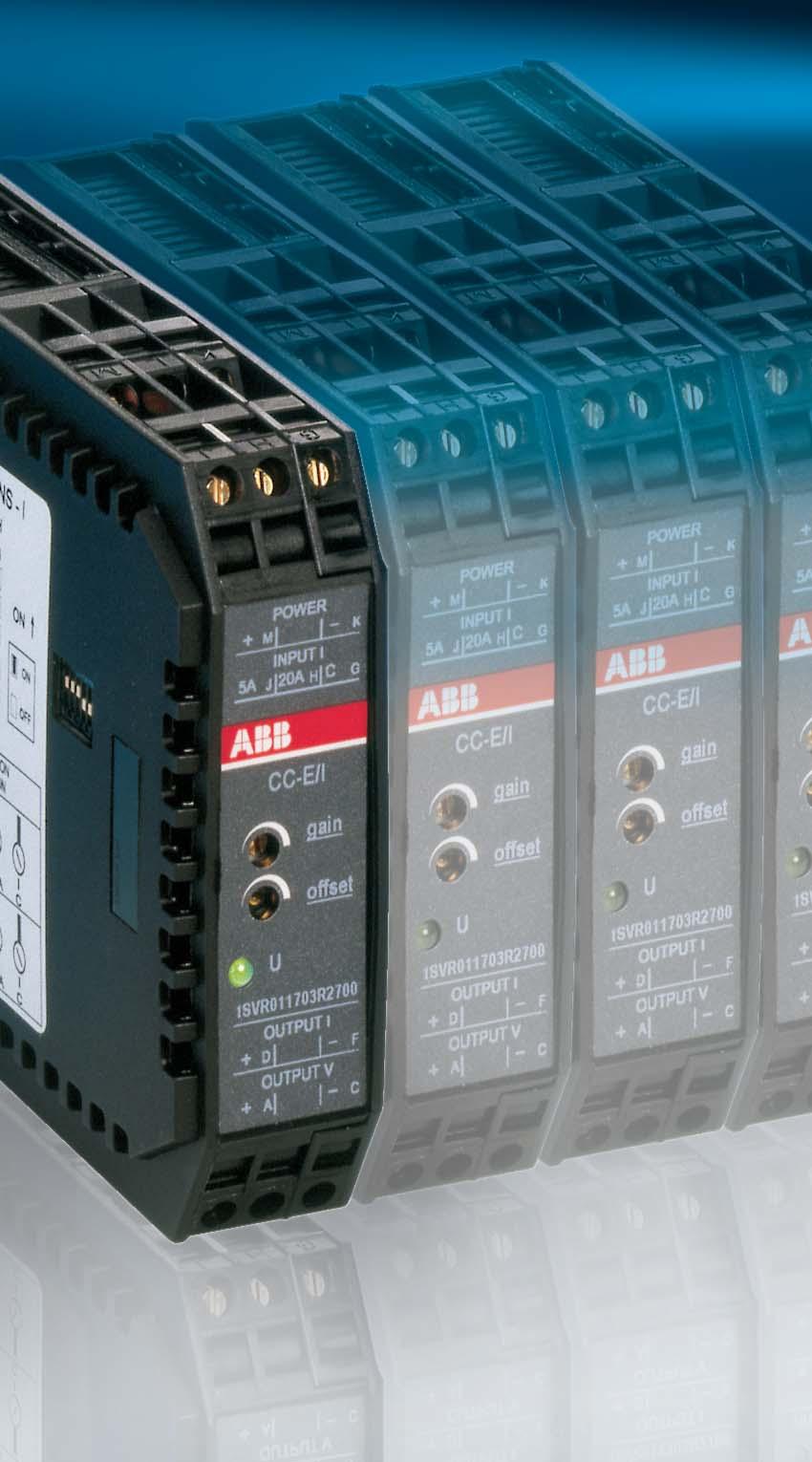 Convertidores de señal analógica CC-U La gama de productos CC-E para la conversión de señales analógicas incluye 79 dispositivos repartidos en cuatro grupos funcionales (señales estándar, medición de