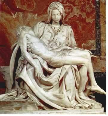E. Maties L. López J. Lledó A. Rey MIGUEL ANGEL (1475-1564) 7 / 13 La Piedad del Vaticano (1498-99). Mármol blanco, 174 X 195 cm. Basílica de S Pedro.