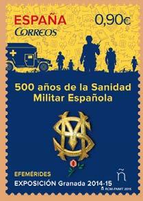 En 2015, el sello dedicado a 500 años de la Sanidad Militar Española rindió homenaje a la organización que, desde los
