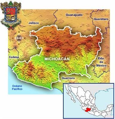 GEOGRAFÍA Y POBLACIÓN El Estado de Michoacán cuenta con una superficie de 58,599 km2. Se localiza en el occidente del país.
