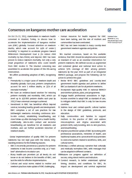Consulta para la aceleración de la implementación del método de Madre Canguro Estambul