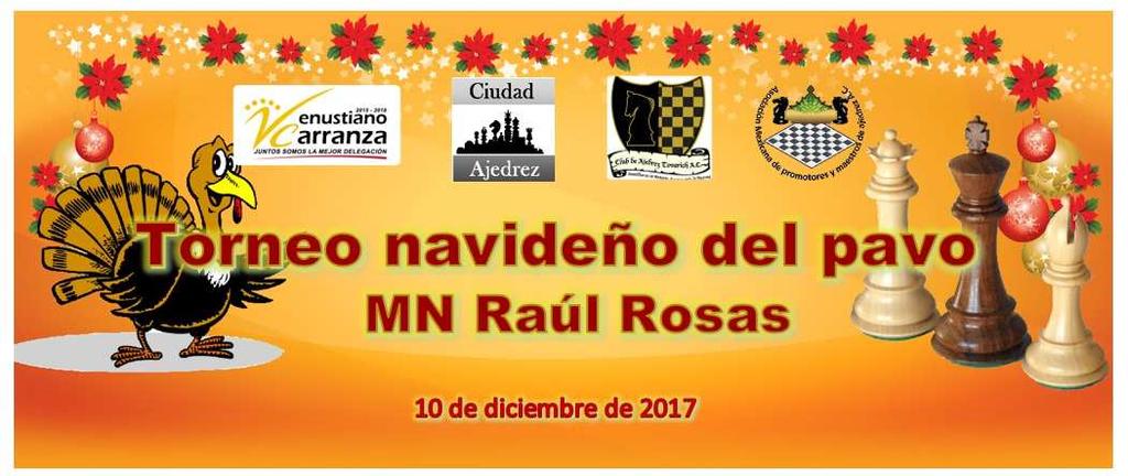 MN. Raul Rosas, Club de Ajedrez Tovarich, y Club de Ciudad Ajedrez; con apoyo de la Asociación Mexicana de Promotores y Maestros del Ajedrez AC. y la Delegación Venustiano Carranza.