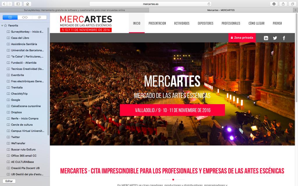 BIENVENIDO AL MERCADO BIENAL DEL SECTOR DE LAS ARTES ESCÉNICAS DE ESPAÑA MERCARTES nace el año 2004 en Sevilla.