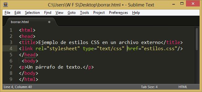 Definir CSS en un archivo externo Se crea la estructura de la página
