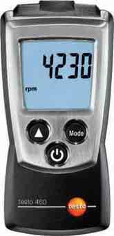 Medidor de rpm testo 460 Tacómetro de bolsillo para medir rpm sin contacto Medición óptima de rpm con indicación por LED de la marca de medición rpm Valores mín./máx.