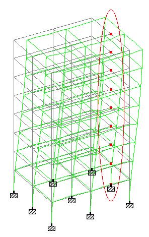 111 Figura.4.33 Desplazamiento de nodos en el eje x, edificación de 8 niveles Tabla 4.11. Desplazamientos máximos edificación de ocho (8) niveles en dirección x (columna de borde) STAAD PRO V8i JOINT LOAD X-TRANS Y-TRANS Z-TRANS Y-ROTAN Y-ROTAN Z-ROTAN DESPLAZAMIENTOS MAXIMO 30 1 0.