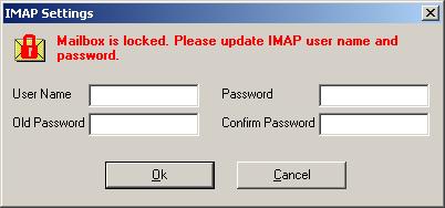 Cuando el sistema no pueda establecer una conexión con el almacén de IMAP, aparecerá el cuadro de diálogo Desbloquear buzón. 2. Haga clic en Aceptar. El sistema intenta restablecer la conexión.