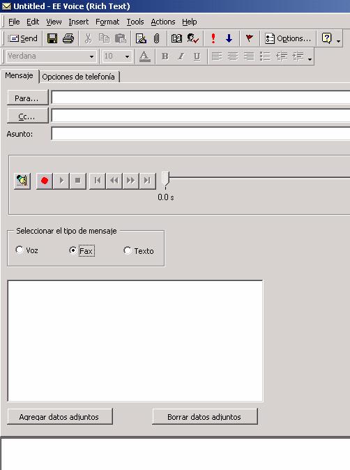 UM Client Manager y aplicaciones de escritorio Para crear un mensaje de fax: 1. En Microsoft Outlook, haga clic en el botón Nuevo mensaje de fax. Aparecerá la ficha Nuevo mensaje de fax. 2.